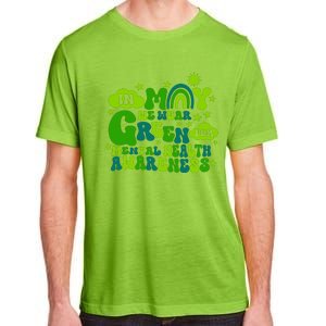 In May We Wear Green Retro Mental Health Awareness Month Adult ChromaSoft Performance T-Shirt