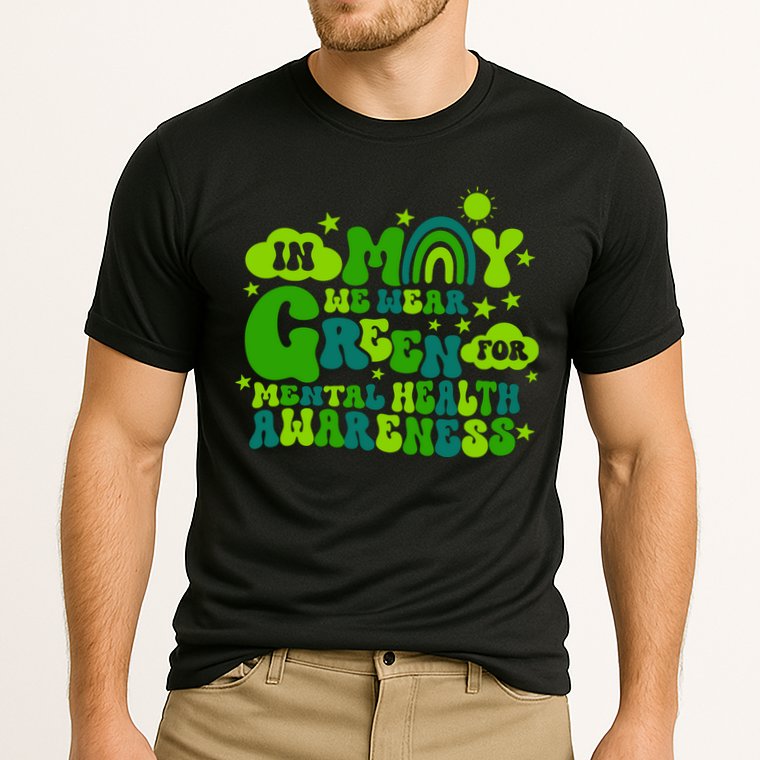 In May We Wear Green Retro Mental Health Awareness Month Cooling Performance Crew T-Shirt