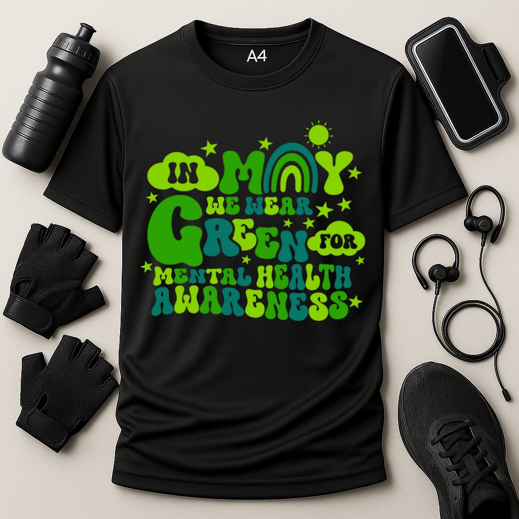 In May We Wear Green Retro Mental Health Awareness Month Cooling Performance Crew T-Shirt