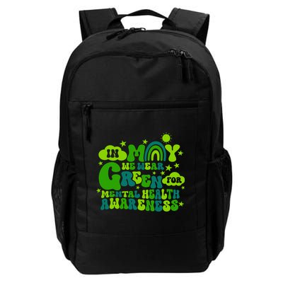 In May We Wear Green Retro Mental Health Awareness Month Backpack