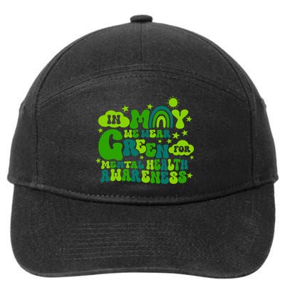 In May We Wear Green Retro Mental Health Awareness Month 7-Panel Snapback Hat