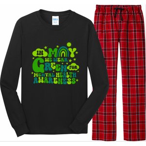 In May We Wear Green Retro Mental Health Awareness Month Long Sleeve Pajama Set