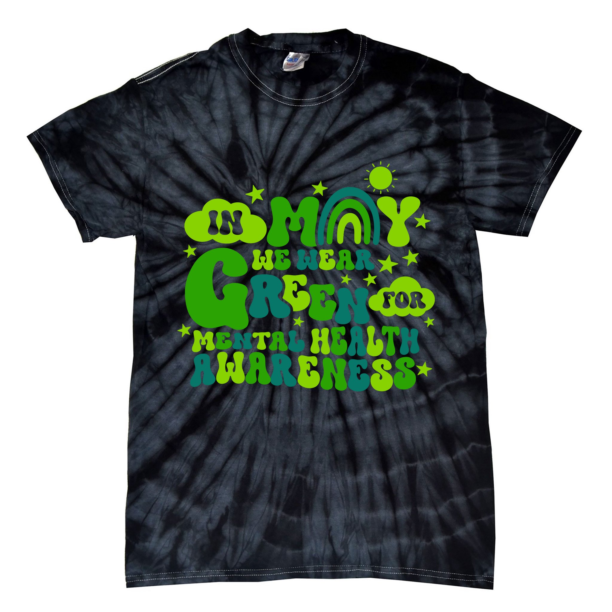 In May We Wear Green Retro Mental Health Awareness Month Tie-Dye T-Shirt