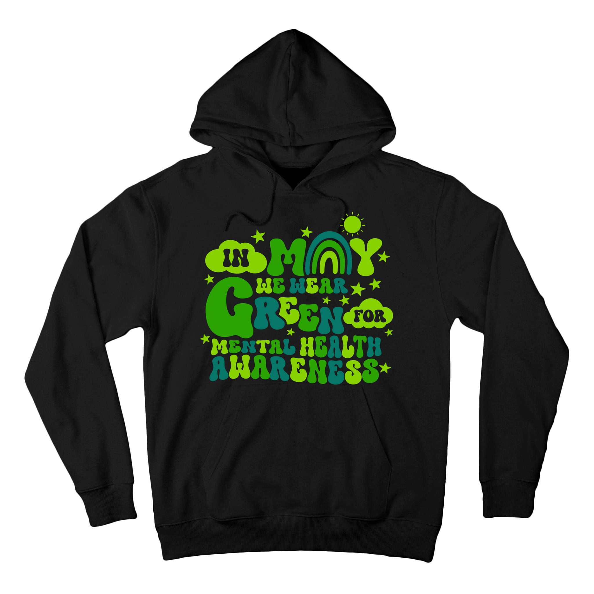 In May We Wear Green Retro Mental Health Awareness Month Tall Hoodie