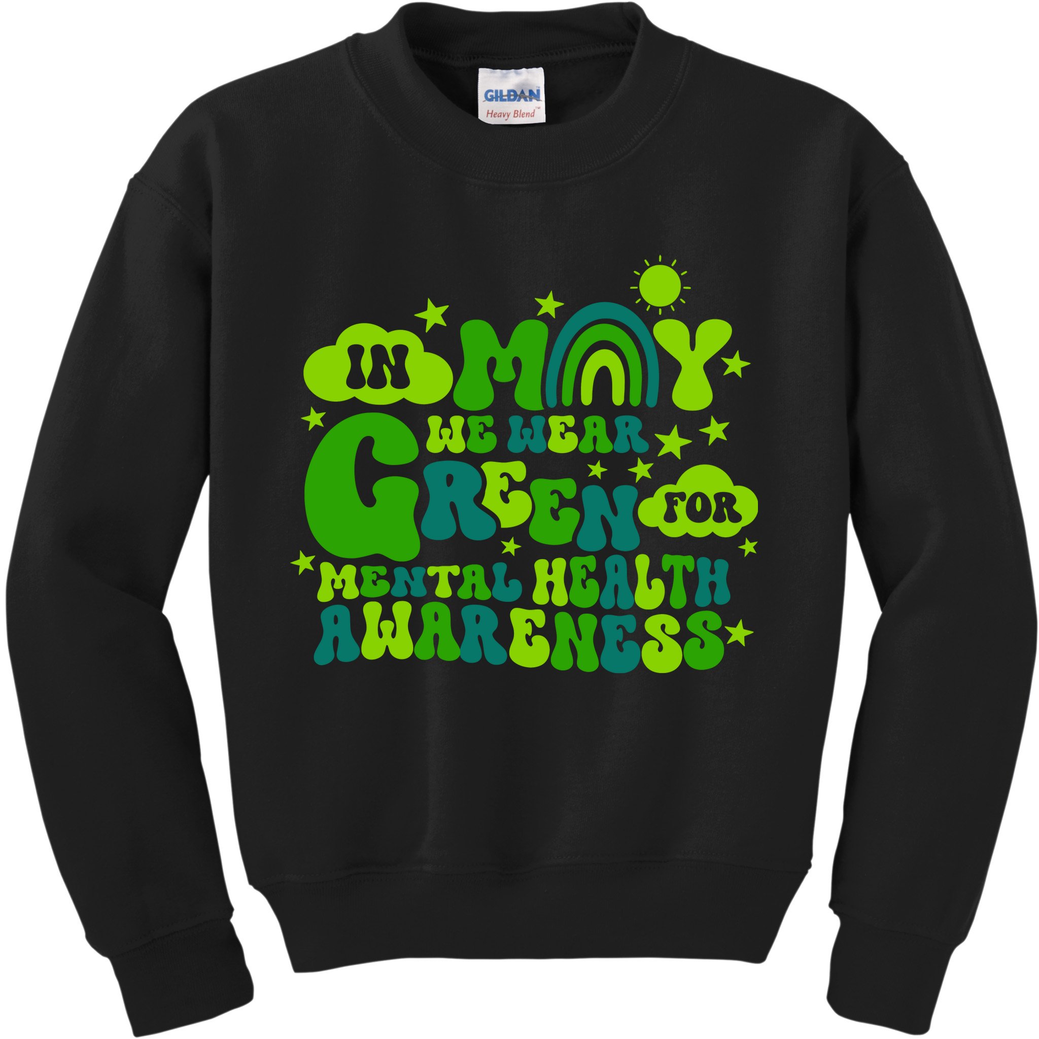 In May We Wear Green Retro Mental Health Awareness Month Kids Sweatshirt