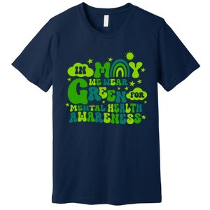 In May We Wear Green Retro Mental Health Awareness Month Premium T-Shirt