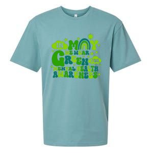 In May We Wear Green Retro Mental Health Awareness Month Sueded Cloud Jersey T-Shirt