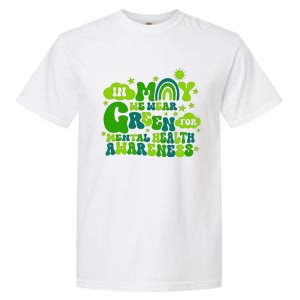 In May We Wear Green Retro Mental Health Awareness Month Garment-Dyed Heavyweight T-Shirt