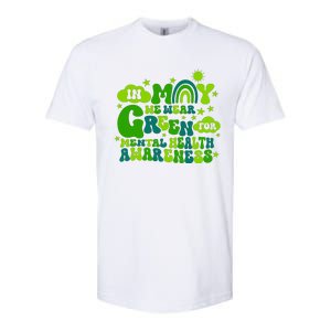 In May We Wear Green Retro Mental Health Awareness Month Softstyle CVC T-Shirt