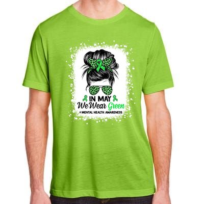 In May We Wear Green Mental Health Awareness Messy Bun Adult ChromaSoft Performance T-Shirt