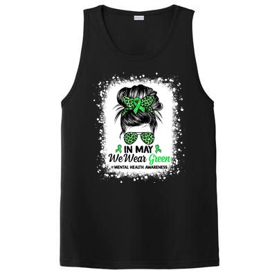 In May We Wear Green Mental Health Awareness Messy Bun PosiCharge Competitor Tank