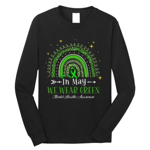 In May We Wear Green Rainbow Mental Health Awareness  Long Sleeve Shirt