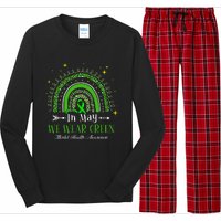 In May We Wear Green Rainbow Mental Health Awareness  Long Sleeve Pajama Set