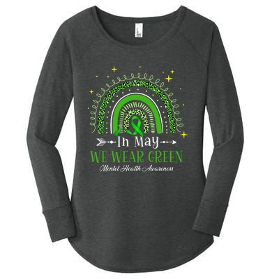 In May We Wear Green Rainbow Mental Health Awareness  Women's Perfect Tri Tunic Long Sleeve Shirt