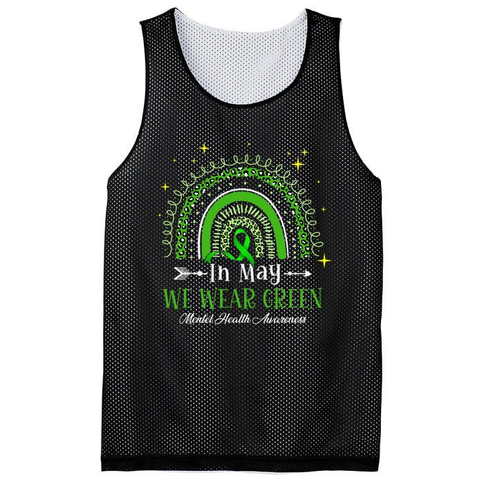 In May We Wear Green Rainbow Mental Health Awareness  Mesh Reversible Basketball Jersey Tank