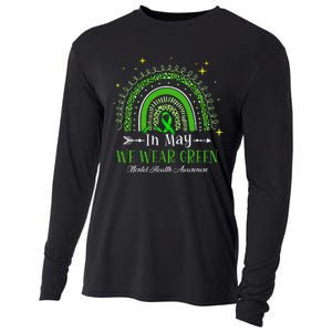 In May We Wear Green Rainbow Mental Health Awareness  Cooling Performance Long Sleeve Crew