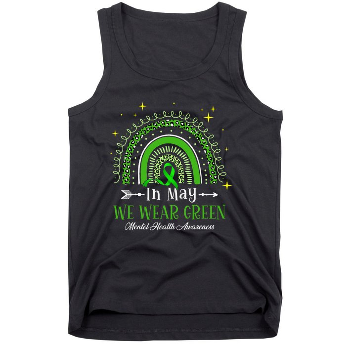 In May We Wear Green Rainbow Mental Health Awareness  Tank Top