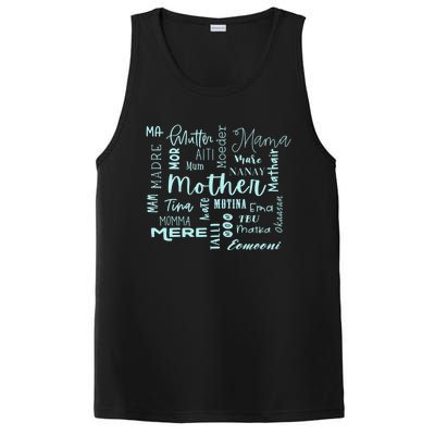 International Mom World Translations Multi Languages Blue Funny Gift PosiCharge Competitor Tank