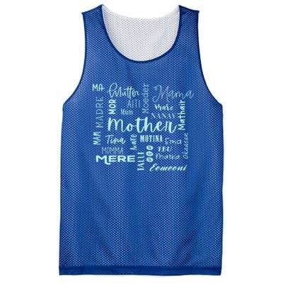 International Mom World Translations Multi Languages Blue Funny Gift Mesh Reversible Basketball Jersey Tank