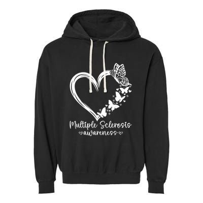 In March We Wear Orange Ribbon Ms Warrior Multiple Sclerosis Garment-Dyed Fleece Hoodie