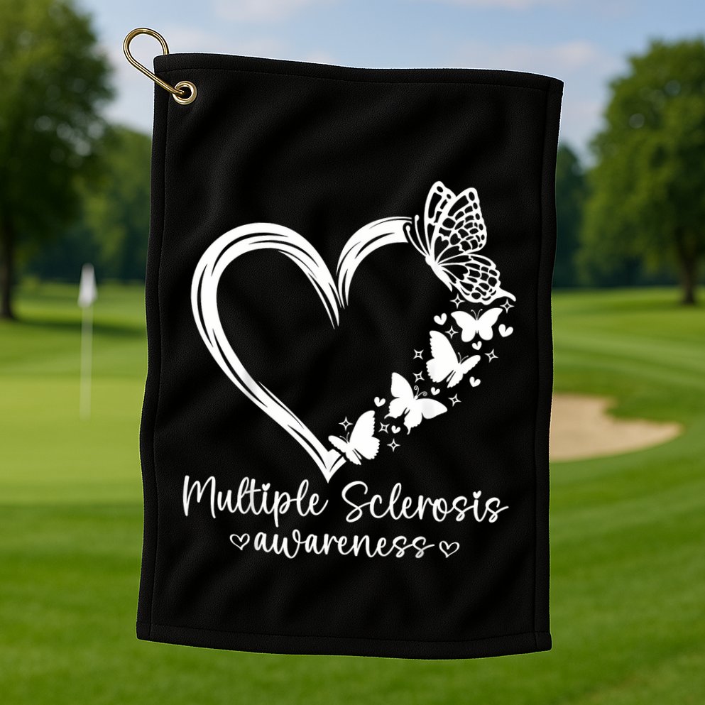 In March We Wear Orange Ribbon Ms Warrior Multiple Sclerosis Golf Towel