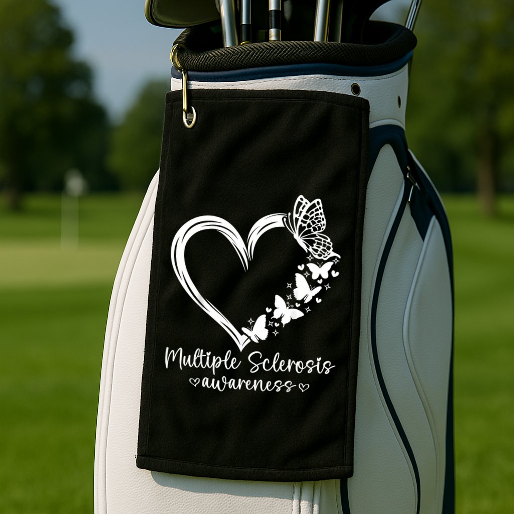 In March We Wear Orange Ribbon Ms Warrior Multiple Sclerosis Golf Towel