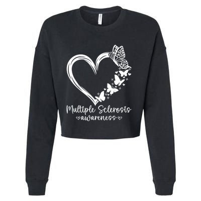 In March We Wear Orange Ribbon Ms Warrior Multiple Sclerosis Cropped Pullover Crew