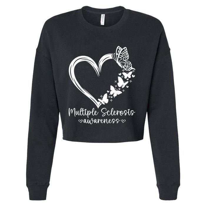 In March We Wear Orange Ribbon Ms Warrior Multiple Sclerosis Cropped Pullover Crew