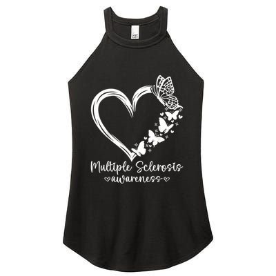 In March We Wear Orange Ribbon Ms Warrior Multiple Sclerosis Women's Perfect Tri Rocker Tank