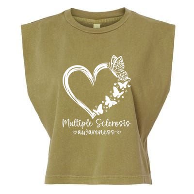 In March We Wear Orange Ribbon Ms Warrior Multiple Sclerosis Garment-Dyed Women's Muscle Tee