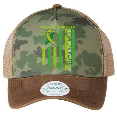 In May We Wear Green Tal Health Awareness American Flag Gift Legacy Tie Dye Trucker Hat