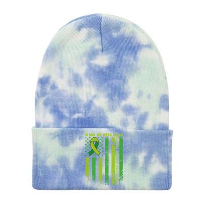 In May We Wear Green Tal Health Awareness American Flag Gift Tie Dye 12in Knit Beanie