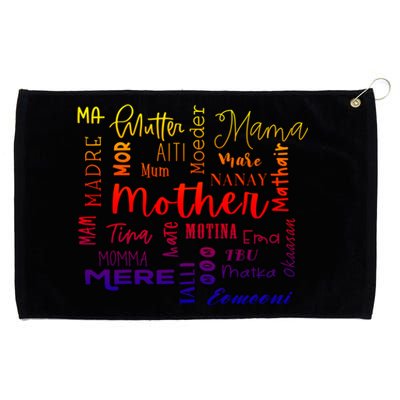 International Mom World Translations Multi Languages Green Gift Grommeted Golf Towel