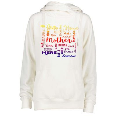 International Mom World Translations Multi Languages Green Gift Womens Funnel Neck Pullover Hood