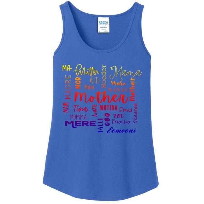 International Mom World Translations Multi Languages Green Gift Ladies Essential Tank