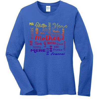 International Mom World Translations Multi Languages Green Gift Ladies Long Sleeve Shirt