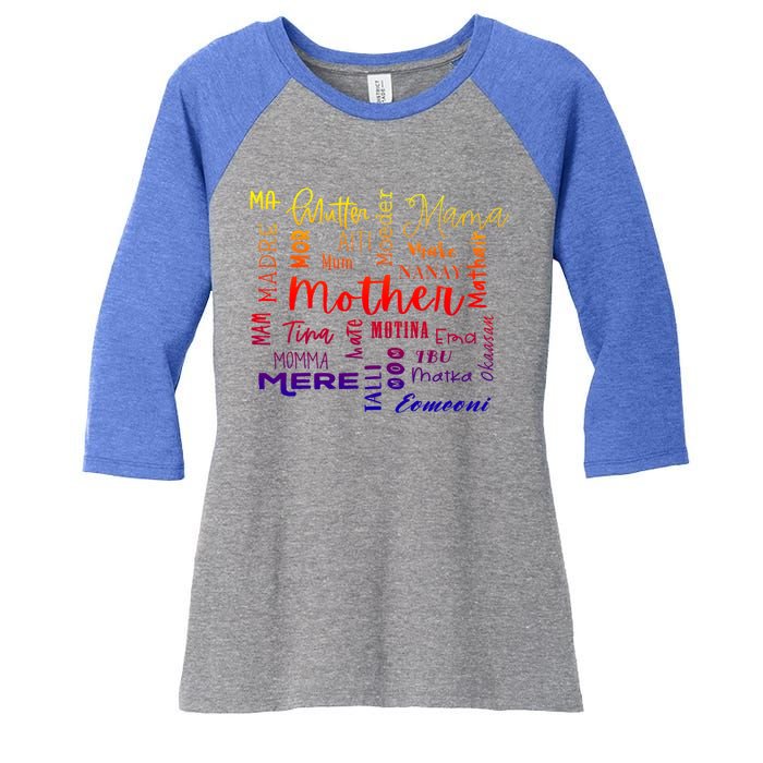 International Mom World Translations Multi Languages Green Gift Women's Tri-Blend 3/4-Sleeve Raglan Shirt