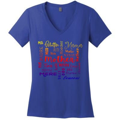 International Mom World Translations Multi Languages Green Gift Women's V-Neck T-Shirt