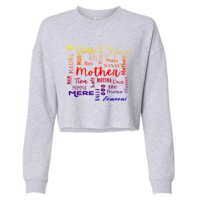 International Mom World Translations Multi Languages Green Gift Cropped Pullover Crew