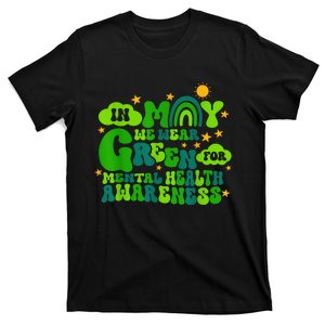 In May We Wear Green Retro Mental Health Awareness Month T-Shirt