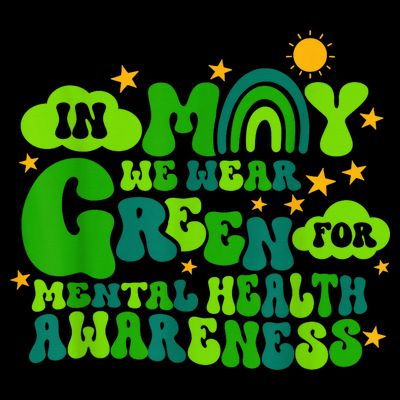 In May We Wear Green Retro Mental Health Awareness Month T-Shirt