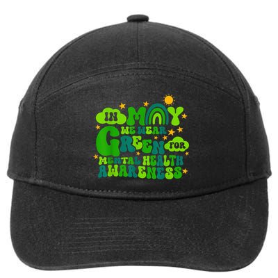 In May We Wear Green Retro Mental Health Awareness Month 7-Panel Snapback Hat