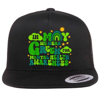 In May We Wear Green Retro Mental Health Awareness Month Flatbill Hat