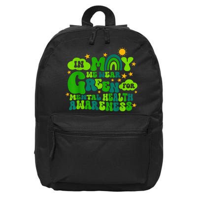 In May We Wear Green Retro Mental Health Awareness Month 16 in Basic Backpack