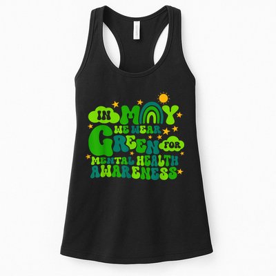 In May We Wear Green Retro Mental Health Awareness Month Womens Tank Top