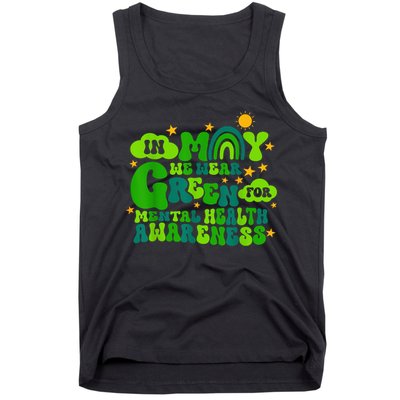 In May We Wear Green Retro Mental Health Awareness Month Tank Top