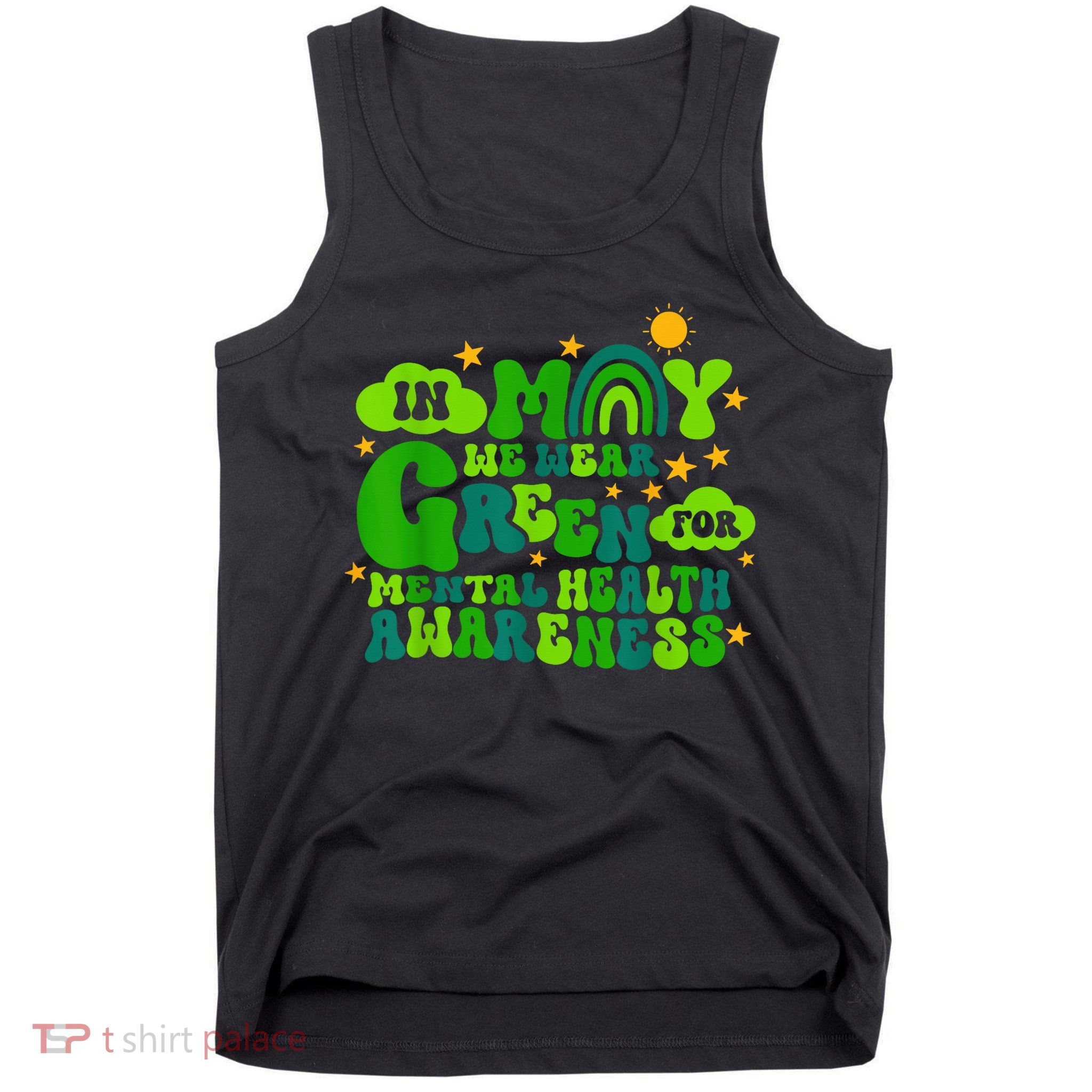 In May We Wear Green Retro Mental Health Awareness Month Tank Top