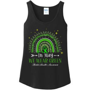 In May We Wear Green Rainbow Mental Health Awareness Ladies Essential Tank