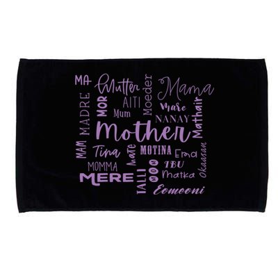 International Mom World Translations Multi Languages Purple Gift Microfiber Hand Towel