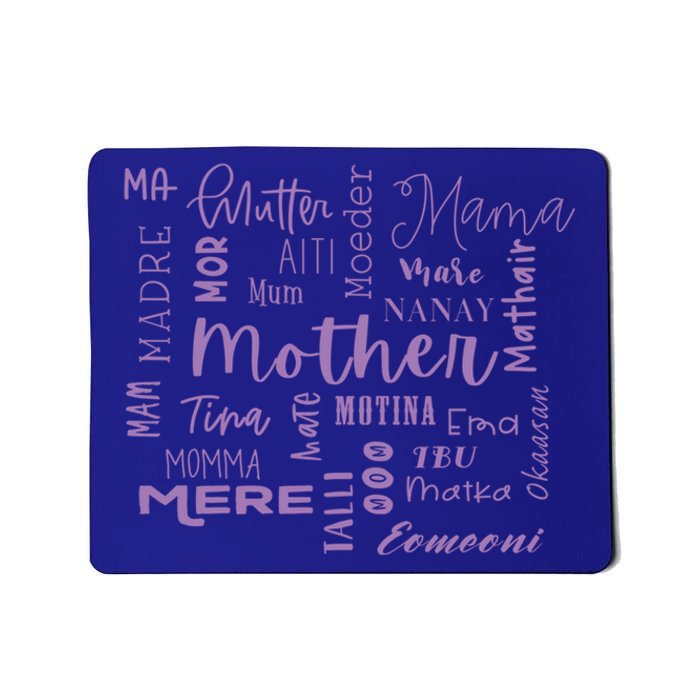 International Mom World Translations Multi Languages Purple Gift Mousepad